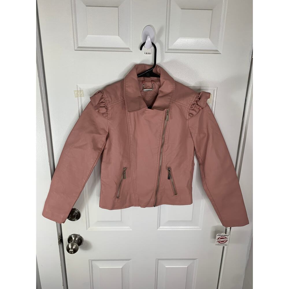Jou Jou Big Girls Pink Moto Jacket Size L (14/16) NEW Faux Leather